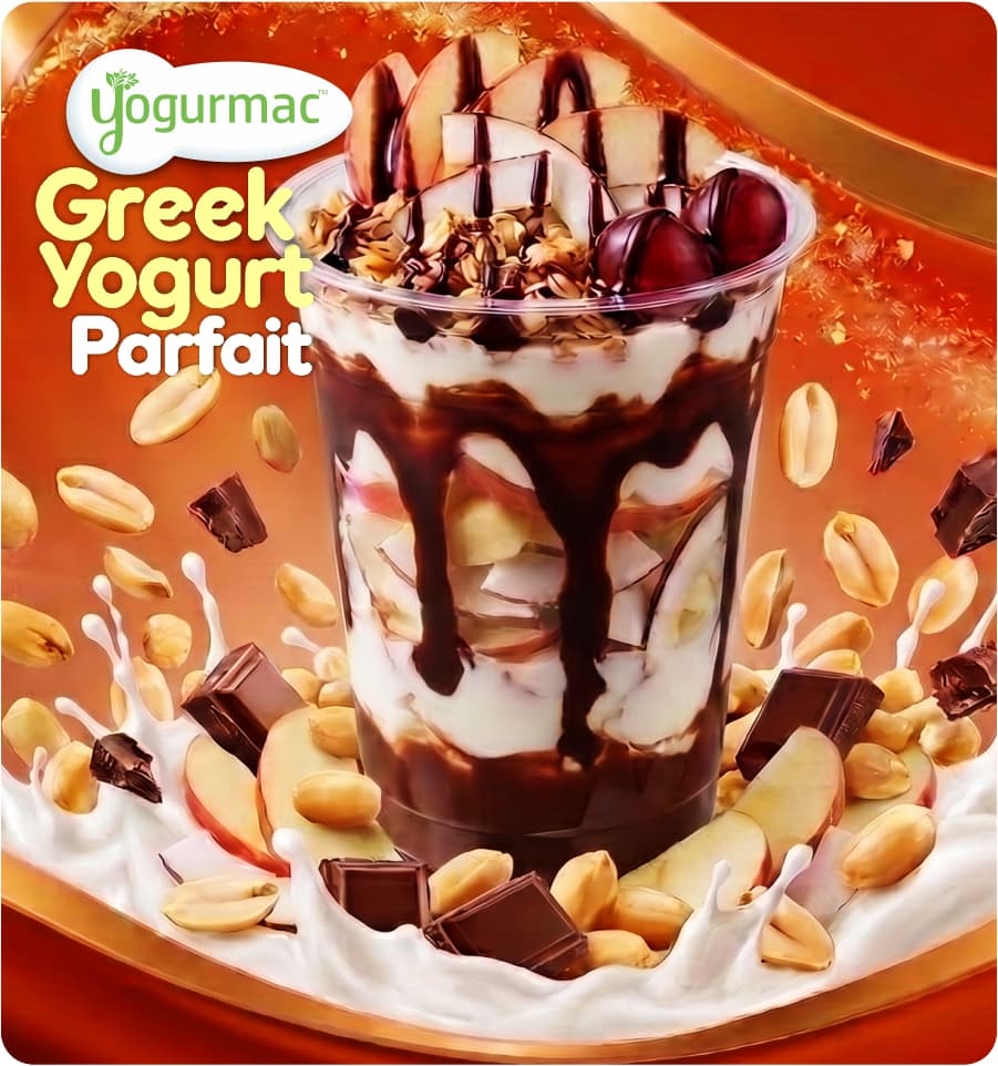 Chocolate and peanut Greek yogurt parfait